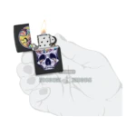 Zippo Skull Moon Design Black Light Color Image Lighter, Black Matte (48737) thumbnail