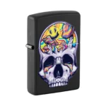 Zippo Skull Moon Design Black Light Color Image Lighter, Black Matte (48737) thumbnail