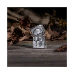 Zippo Skull with Brain Surprise Emblem Lighter, Brushed Chrome (29818) thumbnail