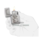 Zippo Skull with Brain Surprise Emblem Lighter, Brushed Chrome (29818) thumbnail