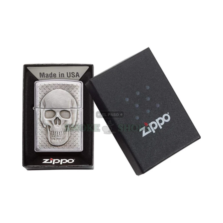 Zippo Skull with Brain Surprise 29818 in its Zippo gift box at El Paso Smoke Shops