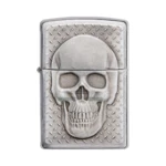 Zippo Skull with Brain Surprise Emblem Lighter, Brushed Chrome (29818) thumbnail