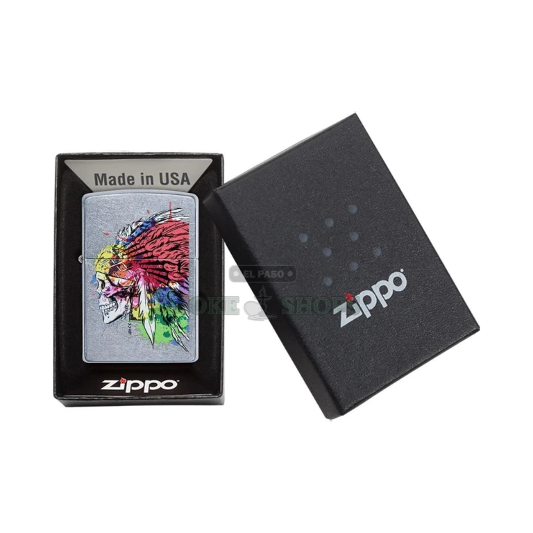 Bottom of the Zippo Skull with Headdress lighter showing the Bradford, Pennsylvania stamp