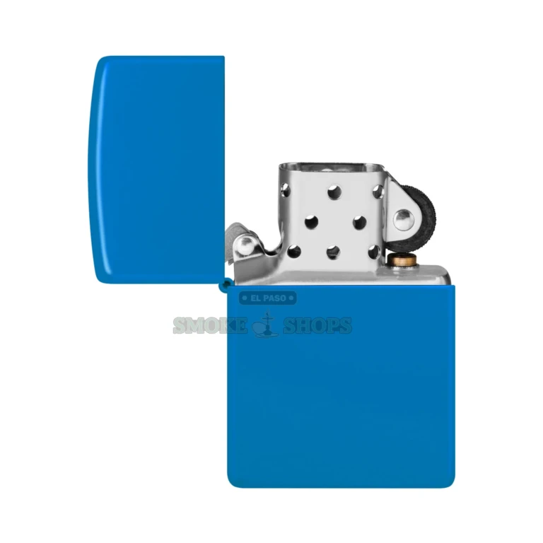 Side profile of the Zippo 48628 Sky Blue Matte all-metal Classic case