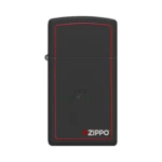 Zippo Slim Black Matte Lighter with Red Border & Zippo Logo (1618ZB) thumbnail