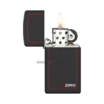 Zippo Slim Black Matte Lighter with Red Border & Zippo Logo (1618ZB) thumbnail
