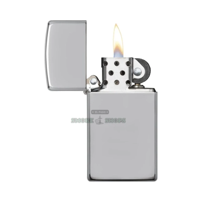 Zippo Slim High Polish Chrome 1610 in its Zippo gift box at El Paso Smoke Shops