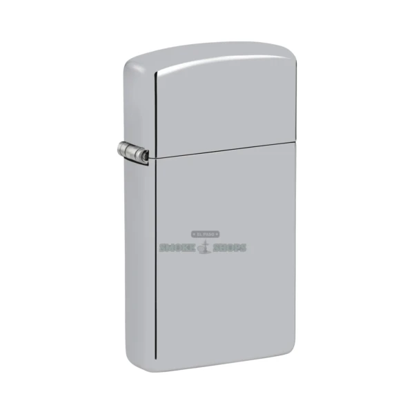 Zippo Slim High Polish Chrome windproof lighter model 1610, closed, mirror-bright plain chrome case