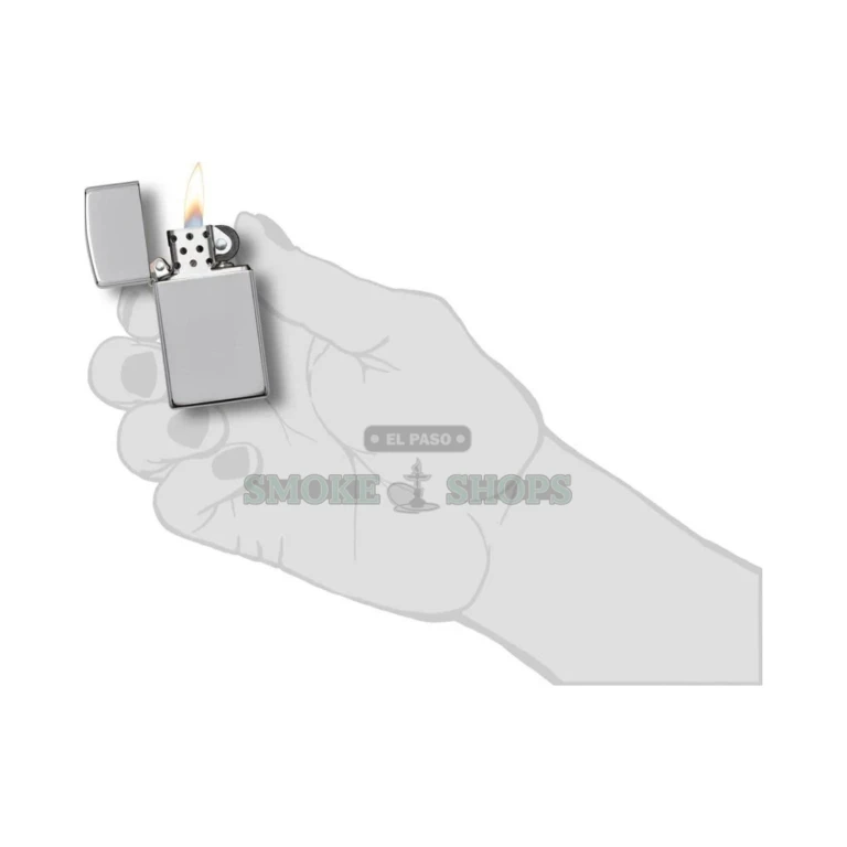 Zippo Slim High Polish Chrome windproof lighter model 1610, closed, mirror-bright plain chrome case