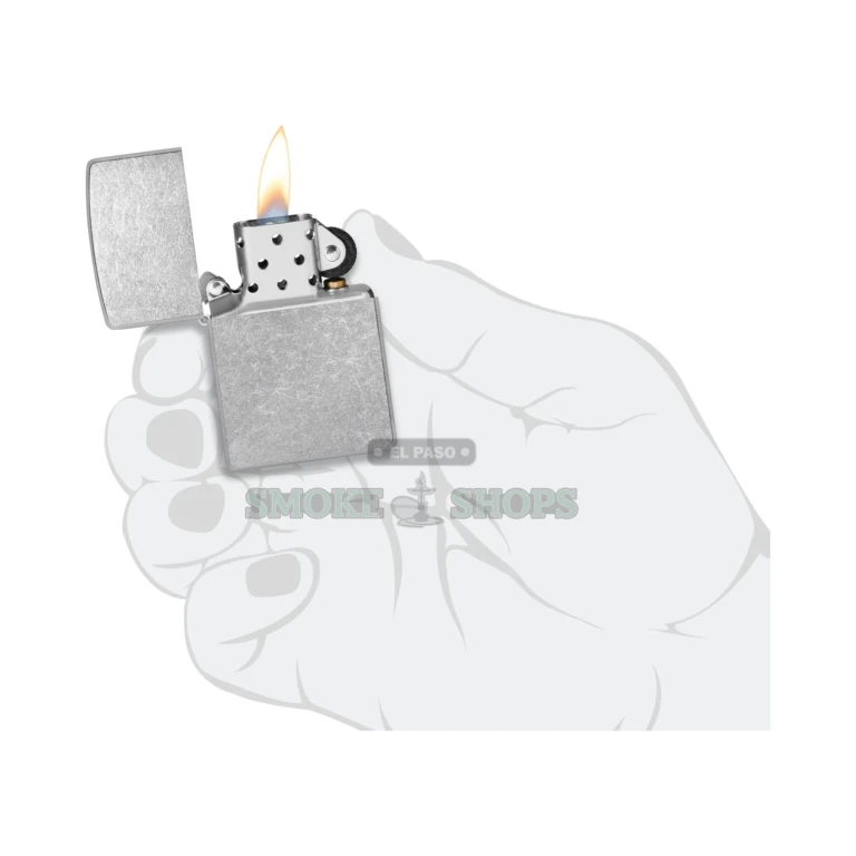Pocket-worn street chrome texture and Zippo stamp on the base of the 207 lighter