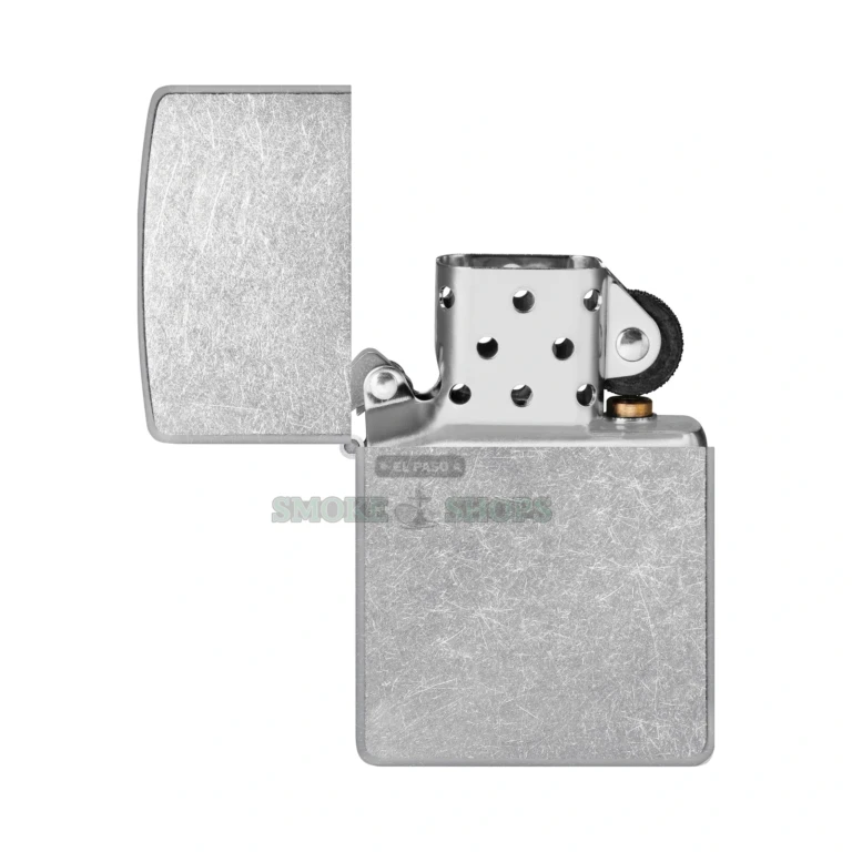 Zippo Classic Street Chrome Lighter 207 with tumbled distressed chrome finish, closed front view