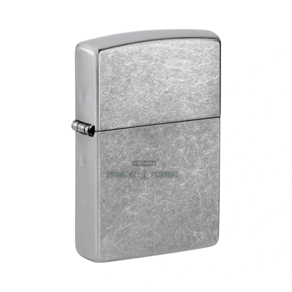 Zippo Classic Street Chrome Lighter 207 with tumbled distressed chrome finish, closed front view