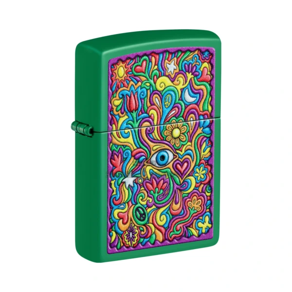 Zippo Trippy Design Grass Green Matte Windproof Lighter (48957)
