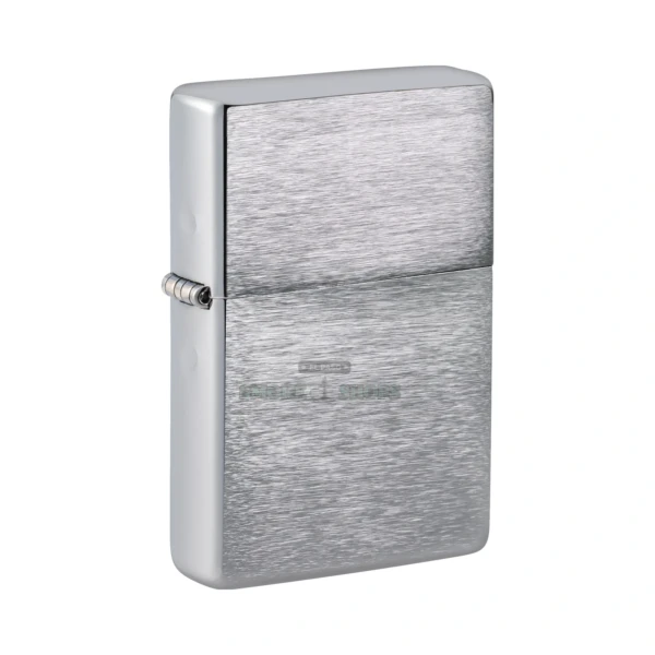 Zippo 230.25 Vintage brushed chrome lighter, closed, showing the plain no-slashes 1937 replica case