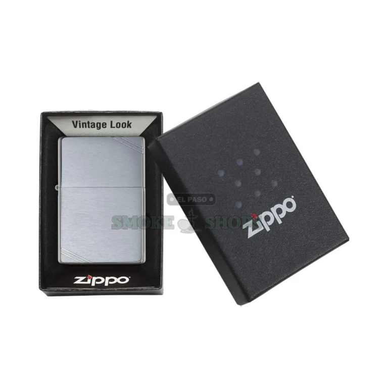 Bottom stamp on the Zippo Vintage Brushed Chrome lighter