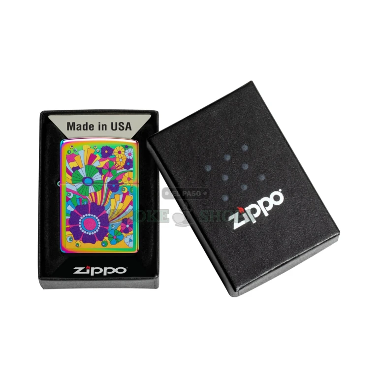 Zippo Vintage Flowers windproof lighter 48997 with multi-color floral Color Image design, front view