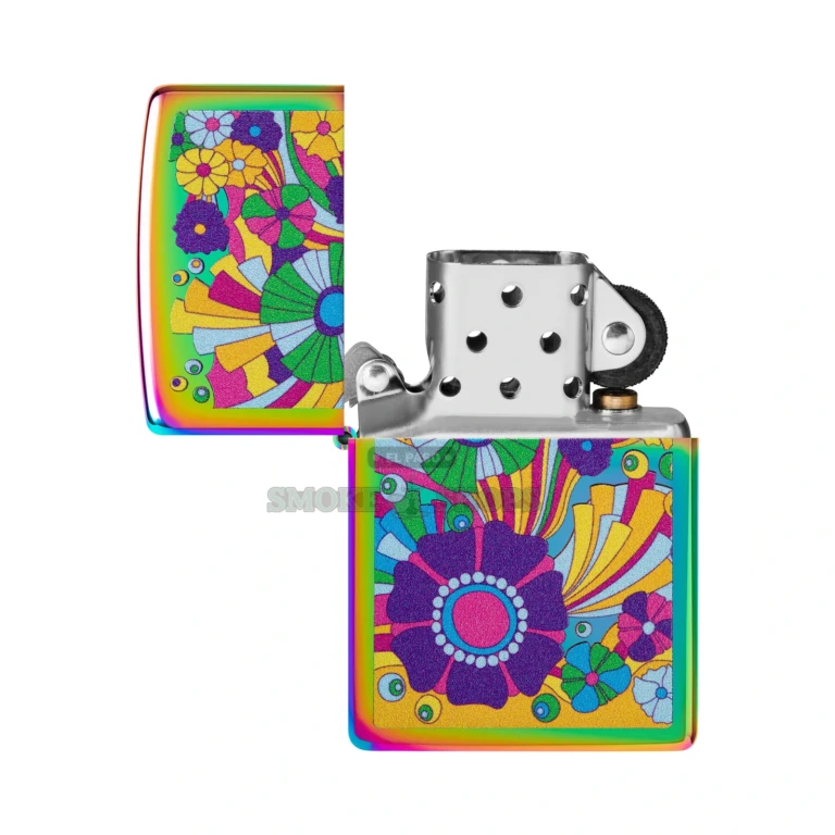 Zippo Vintage Flowers windproof lighter 48997 with multi-color floral Color Image design, front view
