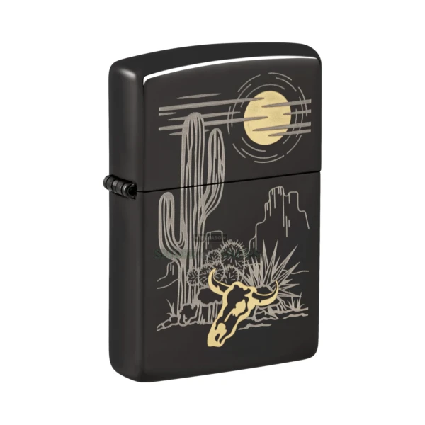 Zippo Western Design Laser Two-Tone Lighter, High Polish Black (48968)