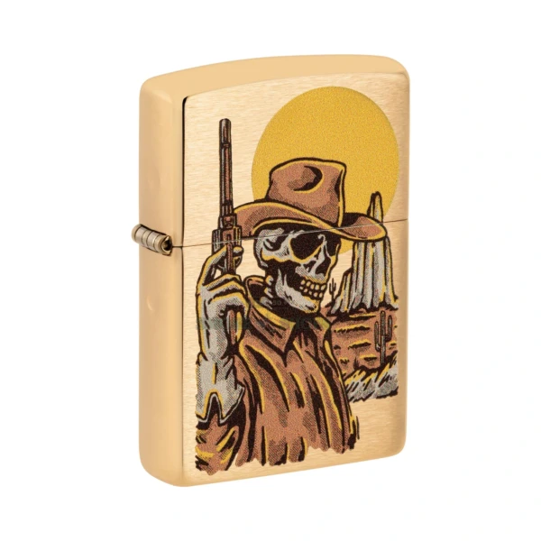 Zippo Wild West Skeleton Design Lighter, Brushed Brass (48519) in El Paso