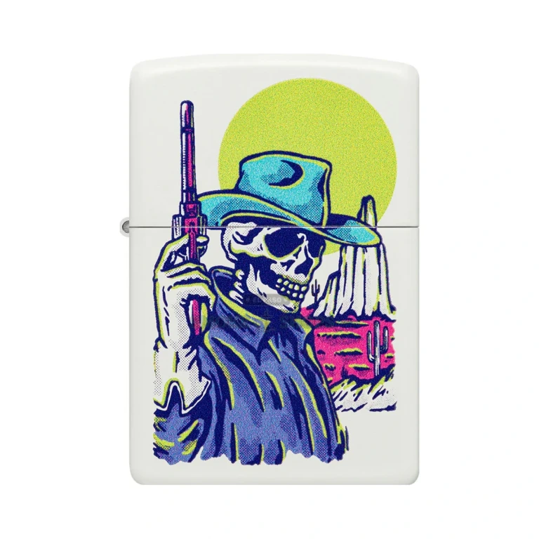 Zippo 48502 White Matte case shown open with the lid up, displaying the windproof chimney