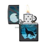 Zippo Wolf and Moon Design Windproof Lighter, Black Matte (29864) thumbnail