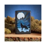 Zippo Wolf and Moon Design Windproof Lighter, Black Matte (29864) thumbnail