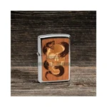 Zippo Woodchuck USA Skull & Snake Real-Wood Emblem Windproof Lighter, Street Chrome (49042) thumbnail