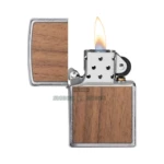 Zippo Woodchuck USA Walnut Wood Emblem Windproof Lighter, Brushed Chrome (49039) thumbnail