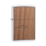 Zippo Woodchuck USA Walnut Wood Emblem Windproof Lighter, Brushed Chrome (49039) thumbnail