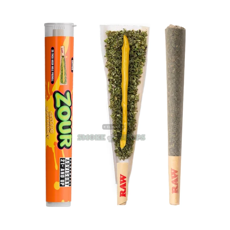 Zour Stash 2g THCA hash hole pre-roll tube in El Paso, indoor flower and bubble hash core, in stock at 10 stores