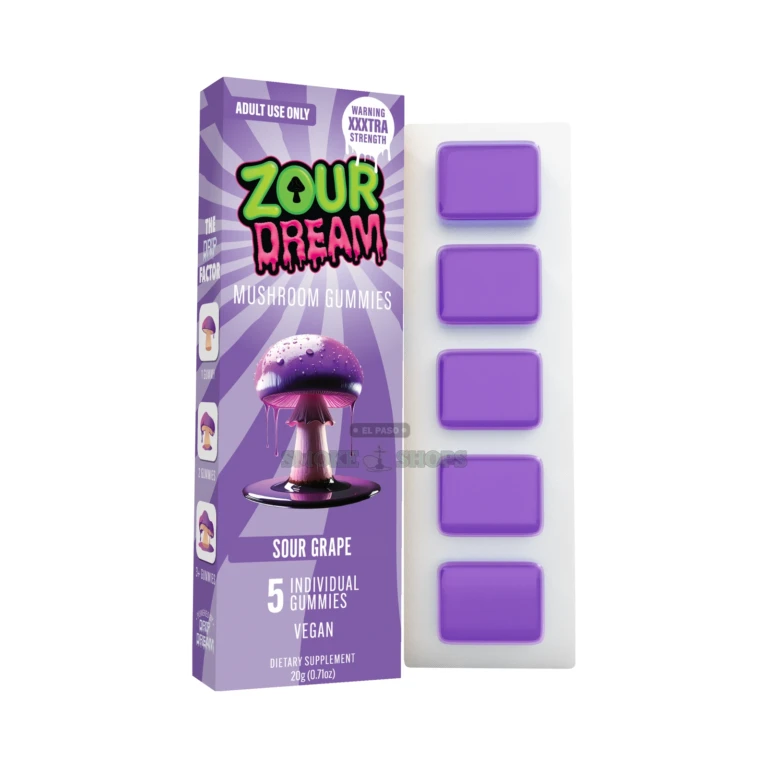 Zour Dream 5ct Mushroom Gummies Zour Stash Sour Grape at El Paso Smoke Shop, in stock near me for same-day pickup