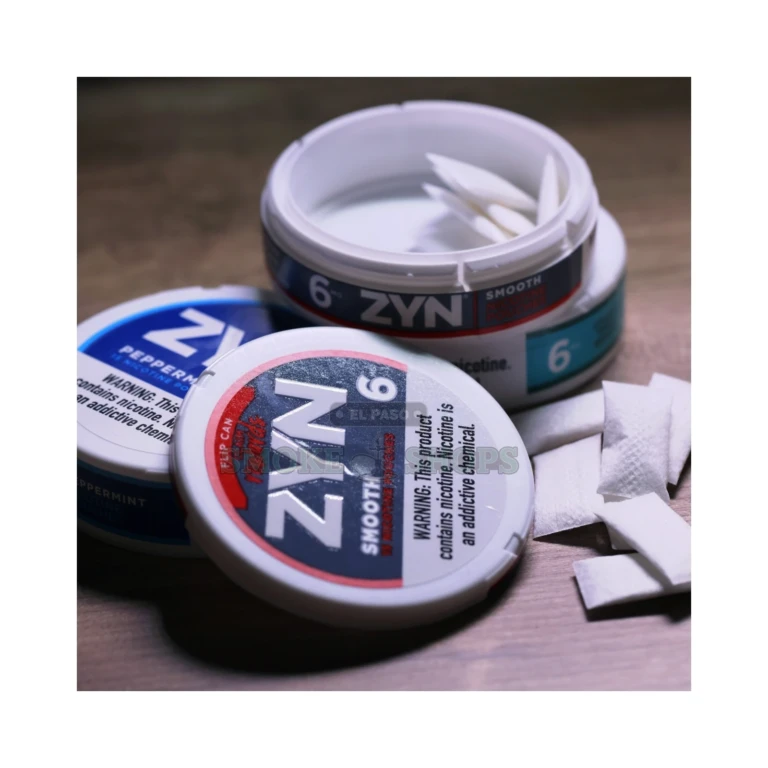 ZYN nicotine pouches five-can pack in El Paso, slim tobacco-free pouches, 15 per can, same-day pickup