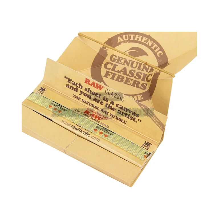 Unbleached RAW Classic Artesano King Size Slim papers with natural criss-cross watermark, in stock in El Paso