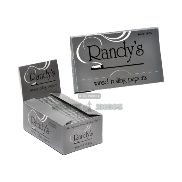 Randy's Silver Wired 1 1/4 rolling papers booklet in El Paso, built-in stainless steel wire handle, 24 leaves per pack
