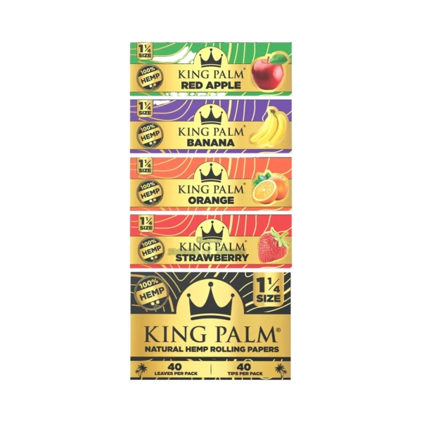 King Palm hemp rolling papers 1 1/4 booklet with 40 leaves and matching paper filter tips, in stock in El Paso