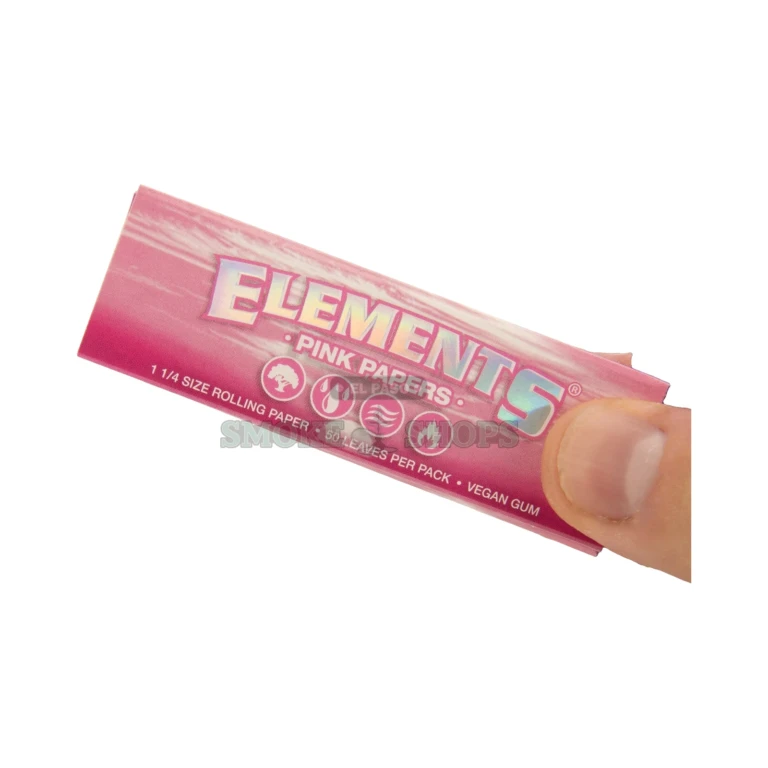 Elements Pink rolling papers 1 1/4 booklet open, thin pink rice leaves with natural acacia gum, El Paso store pickup