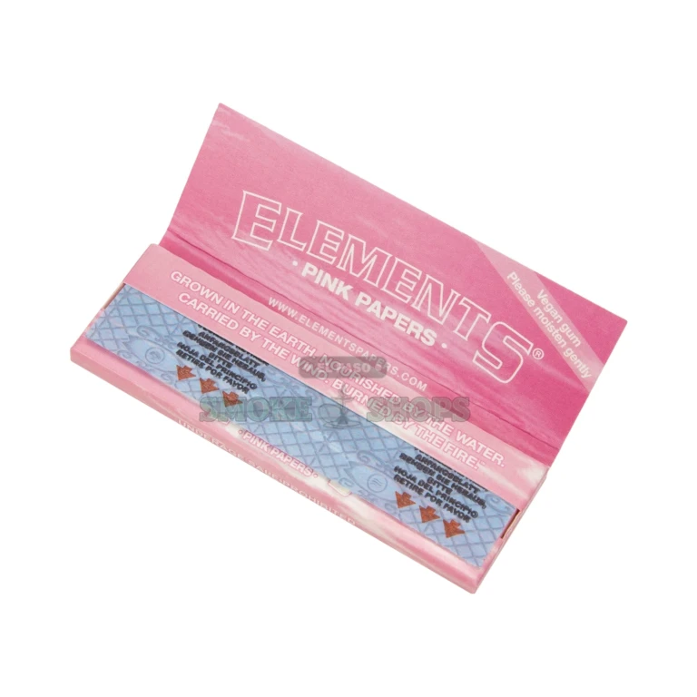 Elements Pink 1 1/4 rice papers display box, 25 packs of pink ultra-thin leaves, in stock at our El Paso locations