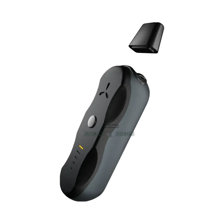 Back of the AirVape XS GO dry herb vaporizer showing the Seed Of Life panel that hides a built-in packing tool