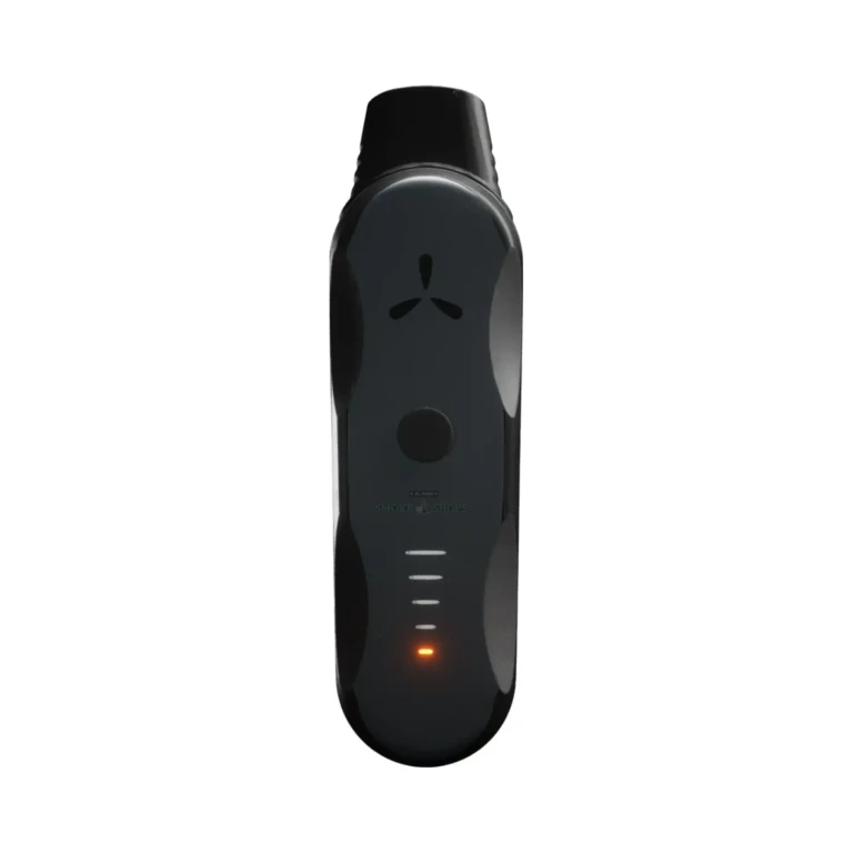 AirVape XS GO dry herb vaporizer held in hand in El Paso, pocket-sized ABS body with a comfort grip design