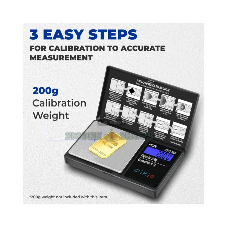 AWS-250 digital pocket scale in El Paso, 250g x 0.1g color backlit LCD with flip-open lid, same-day pickup