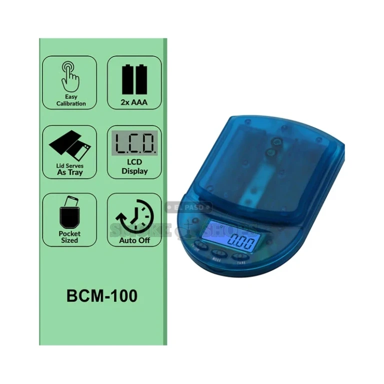 AWS BCM-100 pocket scale in El Paso, 100 g by 0.01 g, black body with backlit LCD