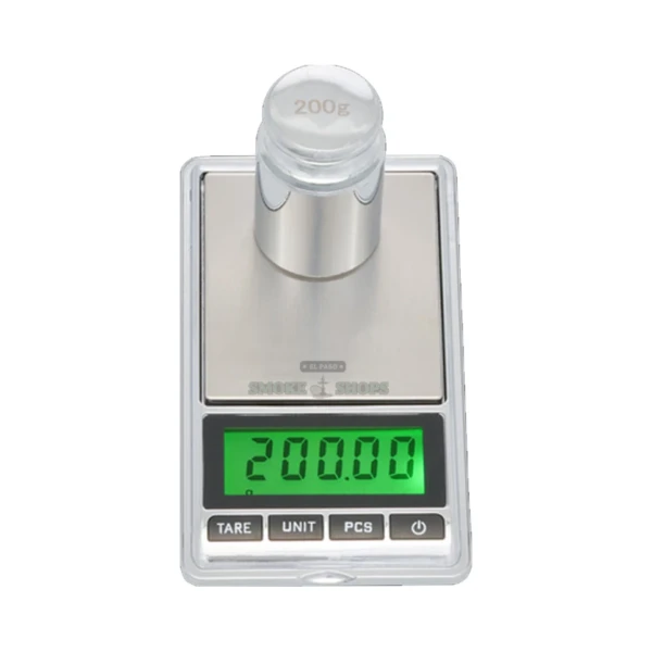 AWS Chrome-201 digital pocket scale in El Paso, 200 g by 0.01 g, backlit LCD and stainless steel platform