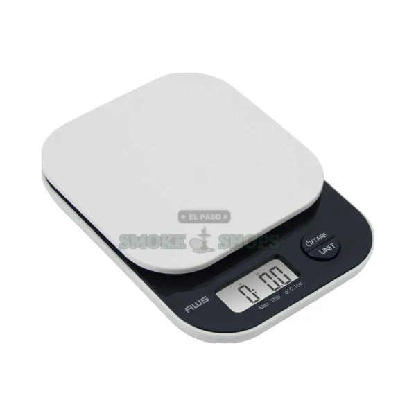AWS Vanilla white digital kitchen scale in El Paso, 5000g x 1g, with large LCD and wide weighing platform