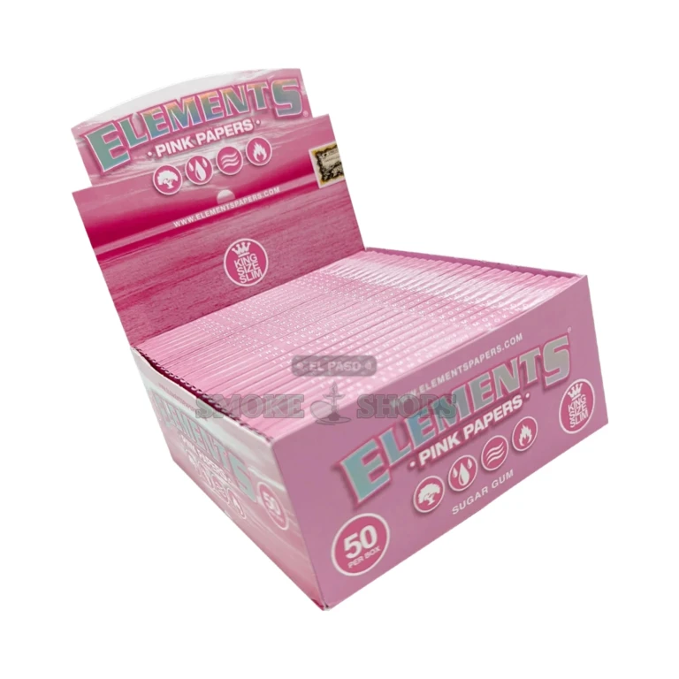 Pink Elements rice rolling papers pack in El Paso, King Size Slim, 32 papers, natural gum, slow burn, reserve in store