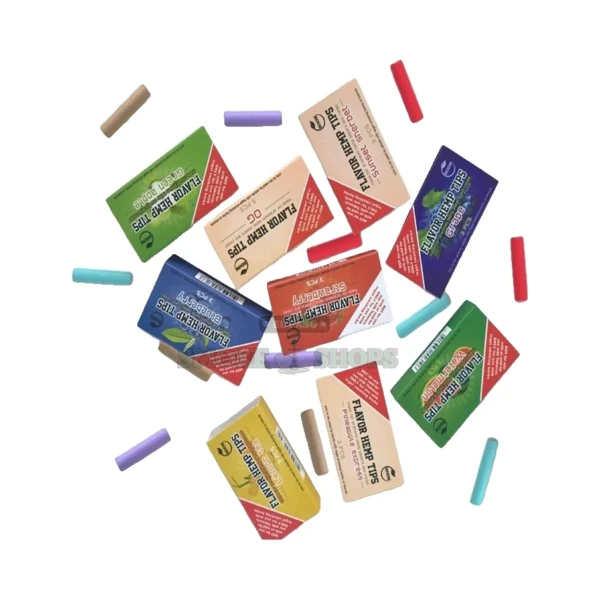 Boom Flavor Hemp Tips display pack in El Paso, carbon-filtered hemp crutches with two pop flavor beads per tip