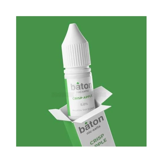 Baton Crisp Apple nic salt e-juice 10mL bottle in El Paso, 25mg and 50mg salt strengths for pods