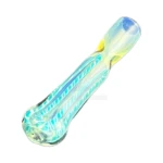 Black Stripe Glass Chillum One-Hitter in El Paso, Teal and Green thumbnail