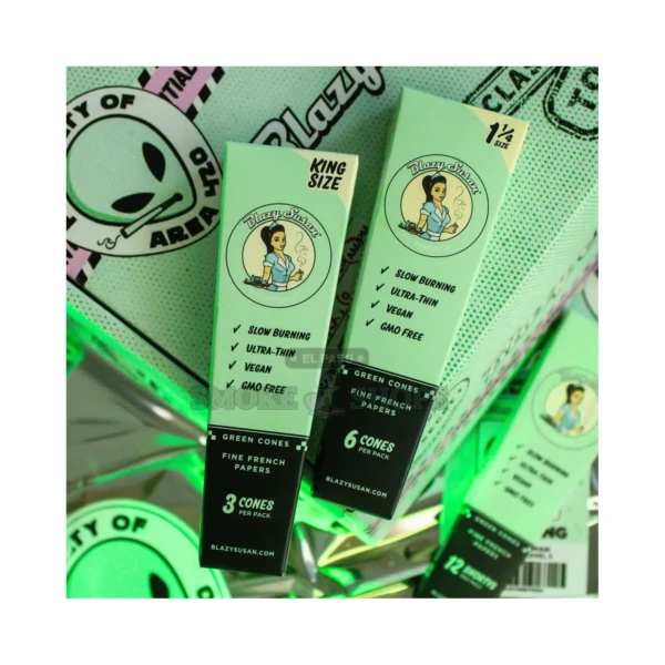 Blazy Susan Green pre-rolled paper cones in El Paso, ultra-thin French rolling paper, tobacco-free, pickup today