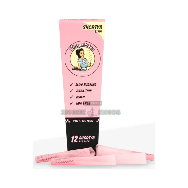 Blazy Susan Shortys 53mm pink pre-rolled paper cones display box in El Paso, 252 tobacco-free cones, same-day pickup