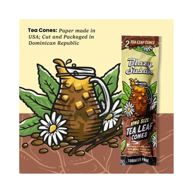 Blazy Susan Tea Leaf cones size guide in El Paso, 109mm King size holding 1.6 to 1.8g per pre-rolled paper cone